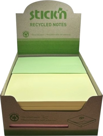 Notesblok 100 % Genbrugt 76X127mm 100 Blad 12 Pakke Assorteret
