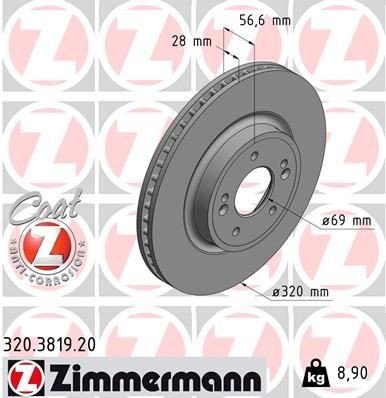 Bremseskive ZIMMERMANN 320.3819.20