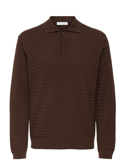 ONLY & SONS Onsberry Reg 12 Ls Polo Knit Frml - Brown - XL ONLY & SONS Onsberry Reg 12 Ls Polo Knit Frml - Brown - XL
