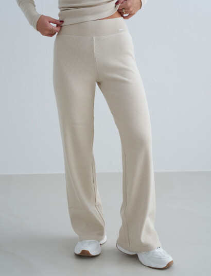 aim´n Ribbed Wool Petite Wide Pants Beige M aim´n Ribbed Wool Petite Wide Pants Beige M