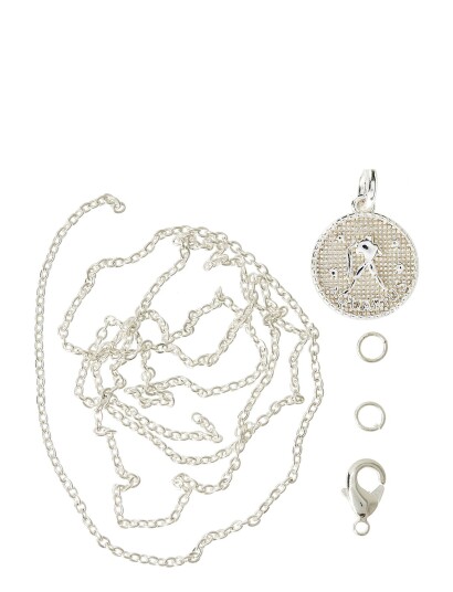 Me & My Box Zodiac Coin Pendant And Chain Set, Aquarius - Silver - ONE SIZE