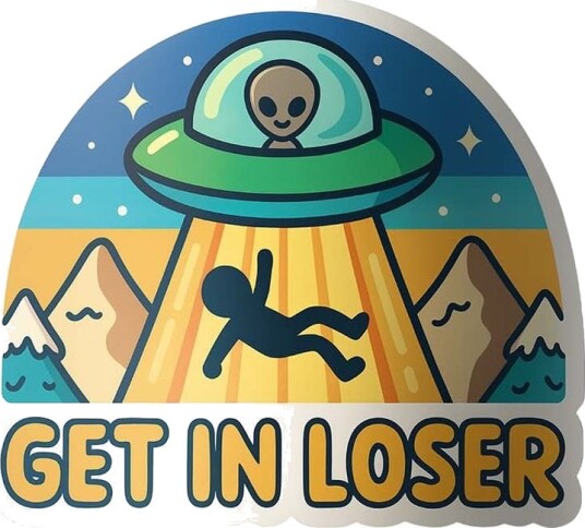 Klistremerke   Kom Inn Taper UFO   4 Klistremerker