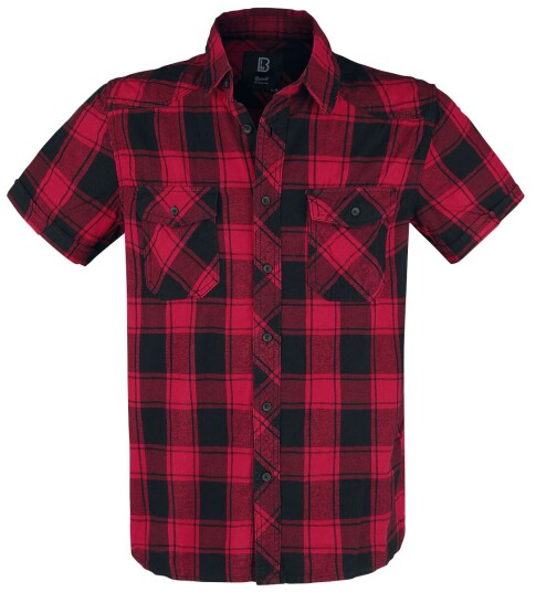 Brandit Kortermet skjorte Half-Sleeve Rutete Skjorte S til 7XL Herrer svart-rød