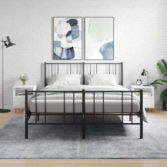 Nattbord 2 stk høyglans hvit 40x35x50 cm konstruert tre 8721012110083