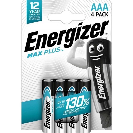 Energizer Alkaline Max Plus AAA Batterier 4-Pack 1.5V