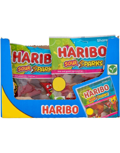 12 stk Haribo Sour SparkSur Lynformet Vingummi Hel Eske 1,68 kg 12 stk Haribo Sour SparkSur Lynformet Vingummi Hel Eske 1,68 kg