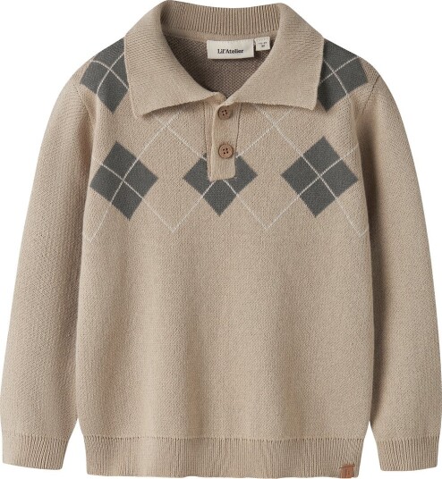 Lil' Atelier Nmmronan Poloskjorte Strikk White Pepper/Grønn 98 Lil' Atelier Nmmronan Poloskjorte Strikk White Pepper/Grønn 98