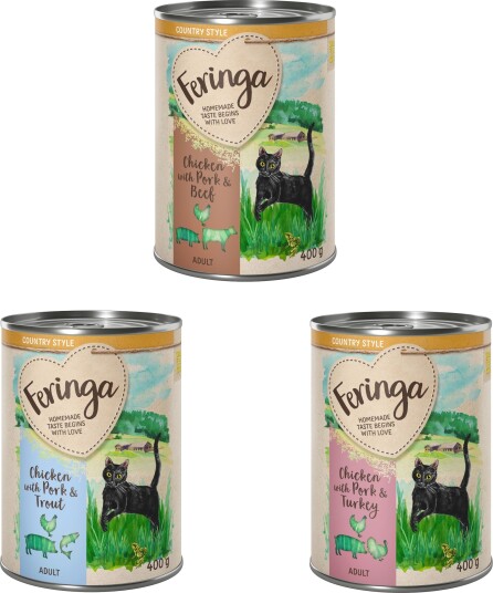 Feringa Våtfôr Country Style Meny Mixpakke 1 Ørret Kalkun Storfe 6 X 400 G