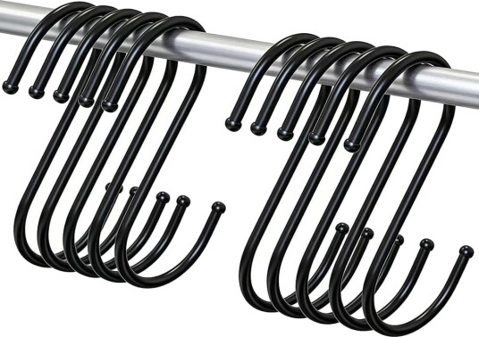 Robust S krok i metall 120 mm 20 pakning – Svart / S formede metallkroker