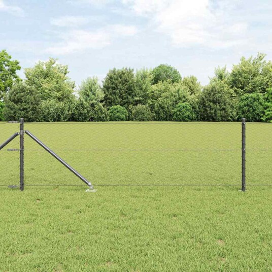 Gjerde med innlegg. Grå 0.6 x 100 m PVC belagt stål