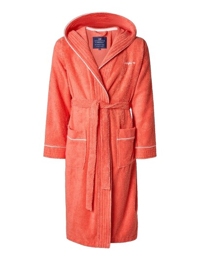 Lexington Home Quinn Unisex Cotton Mix Hoodie Robe With Piping Coral S