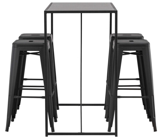 Venture Design Brea & Tempe bargruppe Svart/svart 4 stoler & bord 120 x 60 cm