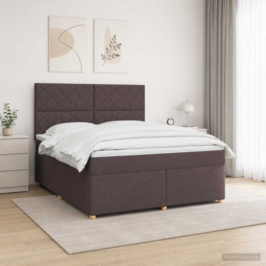 vidaXL Kontinentalseng med madrass Mørk brun 140 x 190 cm Stoff