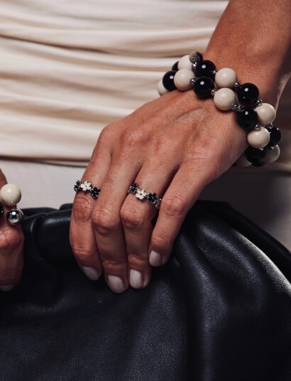 Bud to rose Kelly Large Bracelet Ivory/Black/Steel Multi/patterned ONE SIZE Bud to rose Kelly Large Bracelet Ivory/Black/Steel Multi/patterned ONE SIZE