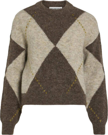 ROUGE EDIT Rouargyle L/S O Neck Knit   Brown   XS