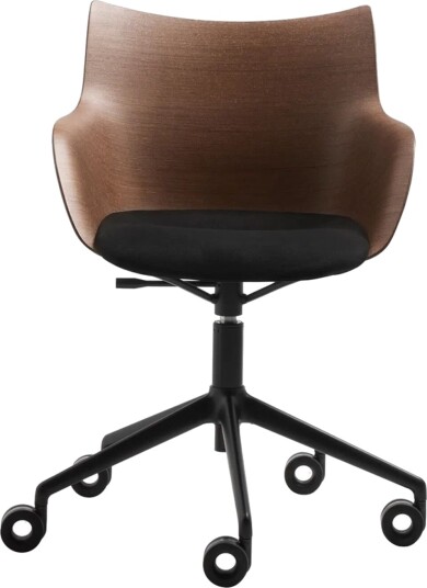 Kartell Q/Wood Kontorstol Sort/mørk Tre med Sort Trekk Kartell Q/Wood Kontorstol Sort/mørk Tre med Sort Trekk