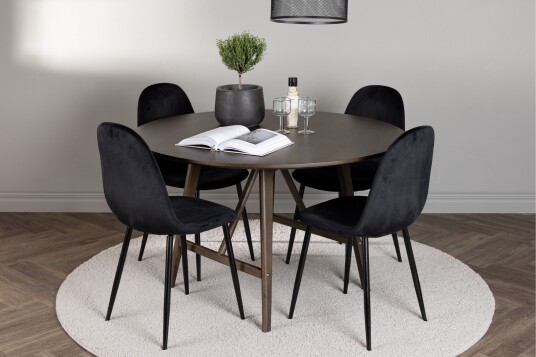 Venture Home Kaseidon Spisegruppe 100 cm Rund med 4 Polar Stoler Sort