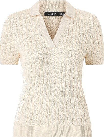 Lauren Ralph Lauren Topp Br Rayon Pltd Ctn Sweater Pullover Hvit