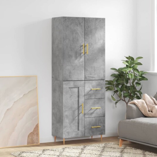 vidaXL Highboard betong grå 69,5x34x180 cm konstruert tre 8720845412562 vidaXL Highboard betong grå 69,5x34x180 cm konstruert tre 8720845412562