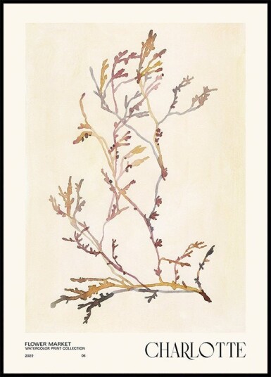 Watercolor print collection. Flower market Charlotte Plakat / 21x30cm