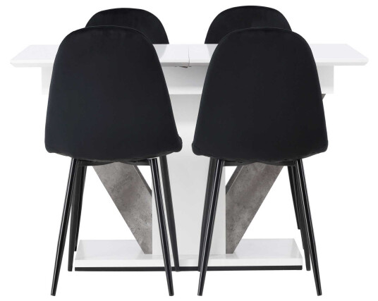 Venture Design Disa & Polar spisegruppe Svart/hvit 4 stoler & bord 120 x 80 cm