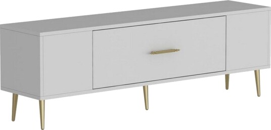 Feynor TV-benk 150 cm - Hvit/Gull