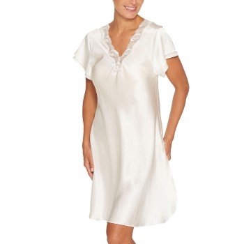 Lady Avenue Pure Silk Nightgown With Lace Benhvit silke X-Large Dame Lady Avenue Pure Silk Nightgown With Lace Benhvit silke X-Large Dame