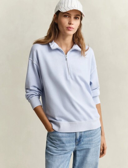 GANT Washed Shield Half Zip Sweat   Blue   S