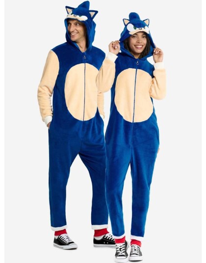 Sonic the Hedgehog Onesie/Kigurumi Unisex Kostyme XLarge Sonic the Hedgehog Onesie/Kigurumi Unisex Kostyme XLarge