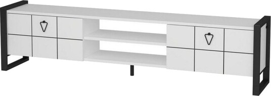Abbas TV-benk 184 cm - Hvit/Sort