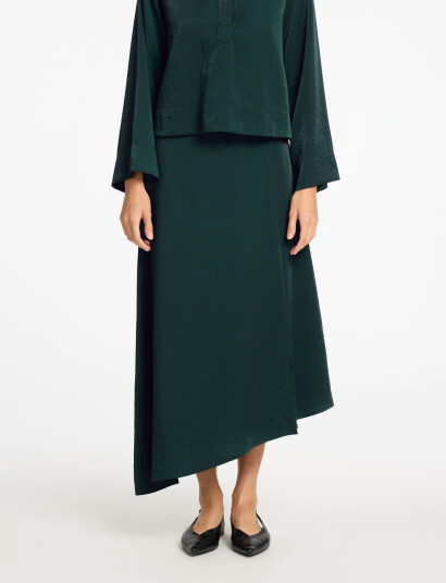 Selected Slfjean Mw Asymetric Ankle Skirt B - Green - 38
