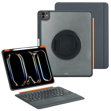 iPad Pro 13 2024/2025 TU3609P Bakgrunnsbelyst magnetisk tastaturetui med 360-graders roterende stativ Svart
