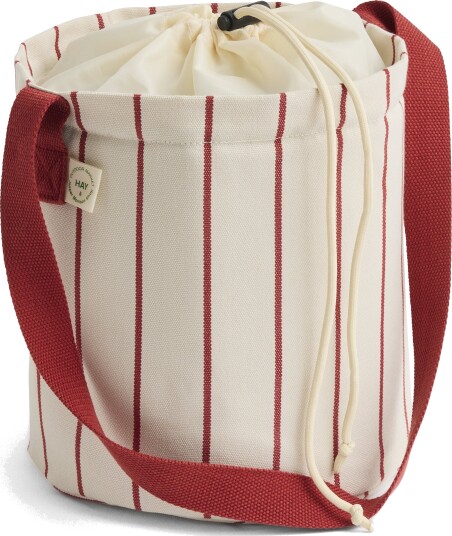 Outdoor Market Bottle Bag Medium Beige With Red Stripe