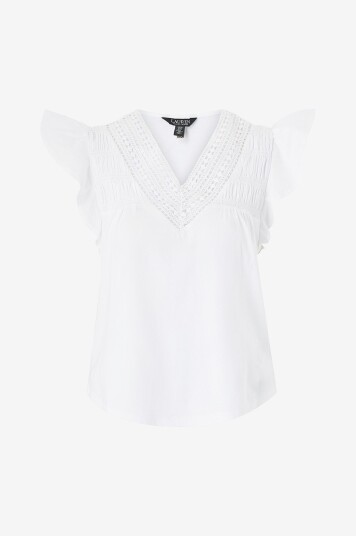 Lauren Ralph Lauren - Topp Uptown Ctn Mdl Jrsy-ssl-plo - Hvit Lauren Ralph Lauren - Topp Uptown Ctn Mdl Jrsy-ssl-plo - Hvit