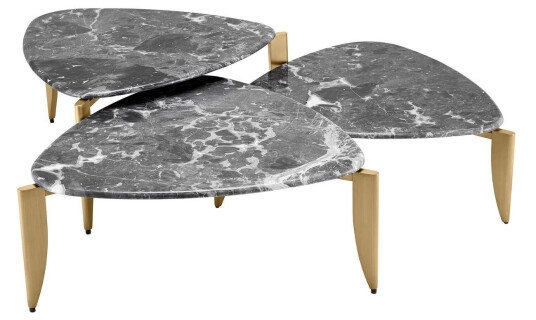 Reggioni settbord brushed brass finish grey marble