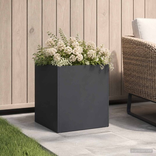 vidaXL Hageblomsterpotte Svart 25 x 25 x 25 cm Kaldvalsestål