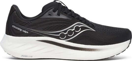 Saucony Mens Ride 18 Wide Black/white 40" Saucony Mens Ride 18 Wide Black/white 40"