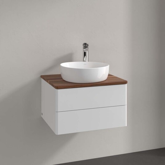 Villeroy & Boch Antao Servantskap med 2 skuffer 60x50x36 cm u/lys Hvit Blank/Valnøtt Villeroy & Boch Antao Servantskap med 2 skuffer 60x50x36 cm u/lys Hvit Blank/Valnøtt
