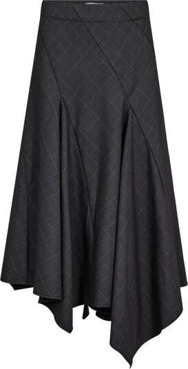 Co" Couture Eloracc Check Asym Skirt   DARK GREY   XS