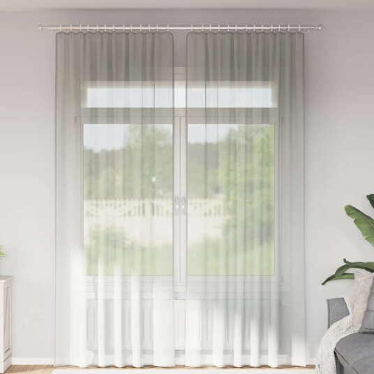 Voilegardiner med hemper 2 stk lysegrå 140x260 cm 8721158553164