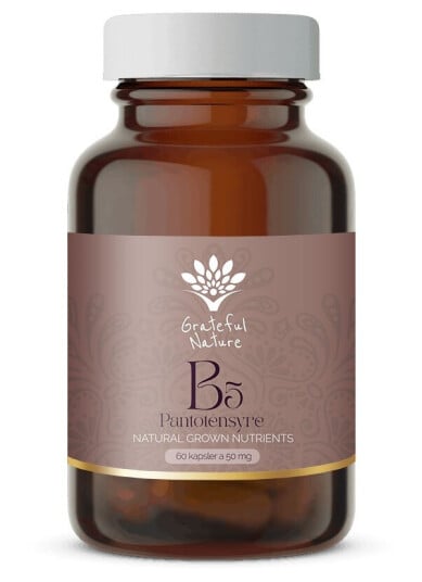 Grateful Nature B5 vitamin Pantotensyre Natural Grown Nutrients 60 kapsler for 1-2 mnd Grateful Nature B5 vitamin Pantotensyre Natural Grown Nutrients 60 kapsler for 1-2 mnd