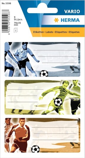 Herma Skoleetiketter Vario Fotball 9 stk