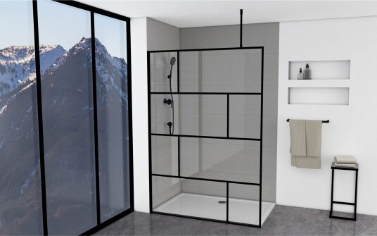 Sörby Dusjvegg 140x195 cm - Svart