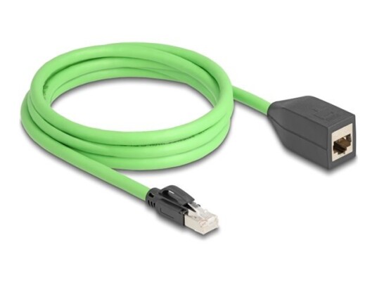 Delock Nettverksforlengelseskabel Rj-45 Hunn Til Rj-45 Hann 2 M 6.8 Mm Sf/Utp Cat 6A Uten Hindringer Med Støvel Grønn