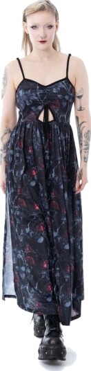 Vixxsin   Goth Lang kjole   Graveyard Bloom Kjole   XS til XXL   Damer   svart