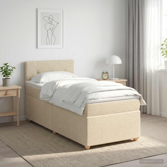 vidaXL Kontinentalseng med madrass Krem 90 x 190 cm Stoff