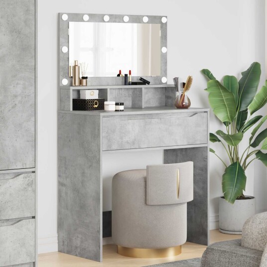 Soverom sminkebord Betonggrå 80 x 39,6 x 135 cm Konstruert tre