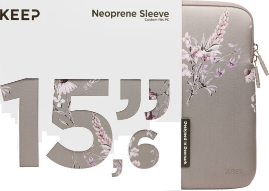 KEEP 15,6" Neoprenetui for bærbar PC (Portabella Flower)