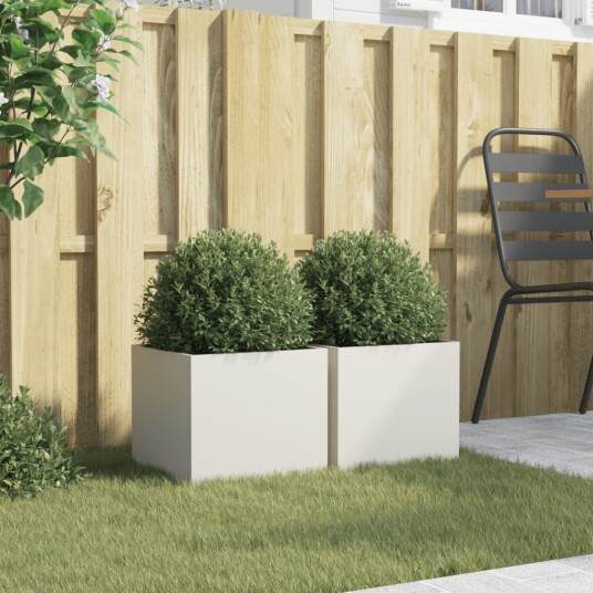 vidaXL Plantekasser 2 stk hvit 32x30x29 cm stål