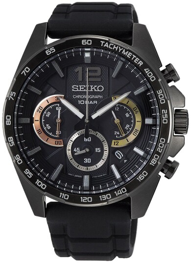 Seiko Herreklokke SSB349P1 Sort/Gummi Ø44 mm